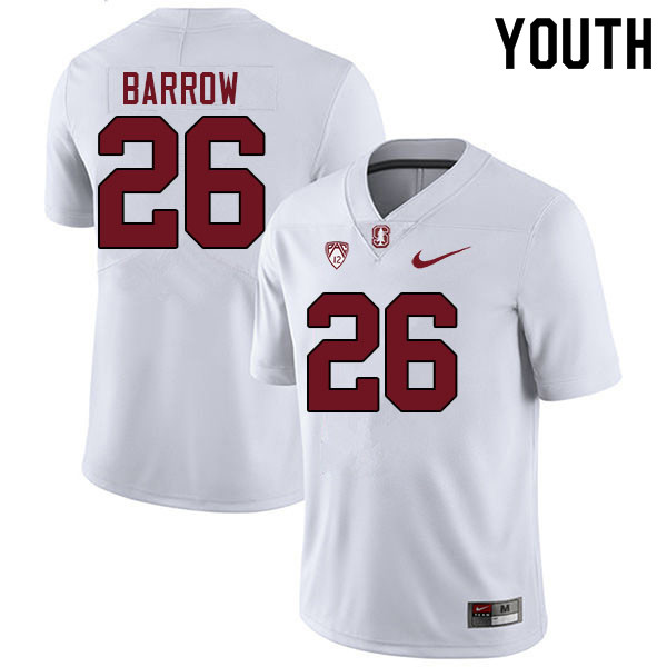 Youth #26 Brendon Barrow Stanford Cardinal College Football Jerseys Sale-White - Click Image to Close